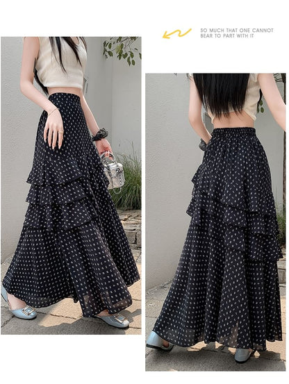 Tiered Waist Asymmetrical High A-Line Floral Skirt Midi