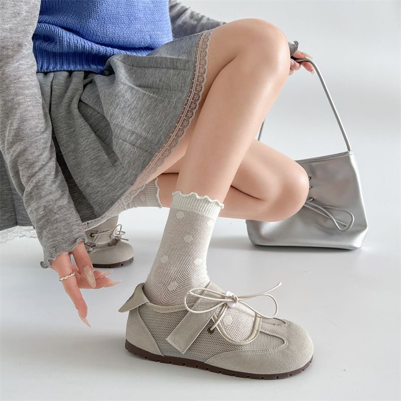 Faux Strap Panel Mesh Leather Adhesive Jane Mary Shoes