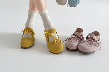 Faux Strap Panel Mesh Leather Adhesive Jane Mary Shoes