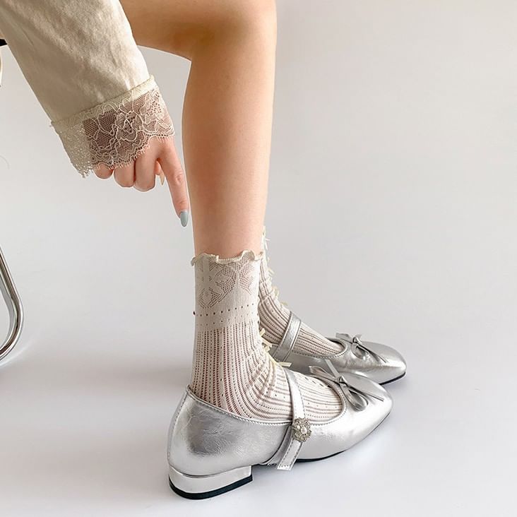 Toe Jane Mary Low Square Leather Bow Pumps Heel Faux