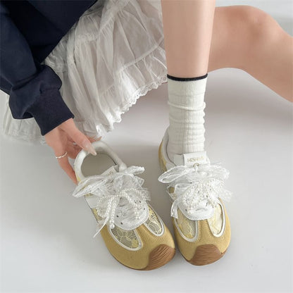 Wedge Sneakers Panel Lace-Up Lace Faux Hidden Leather