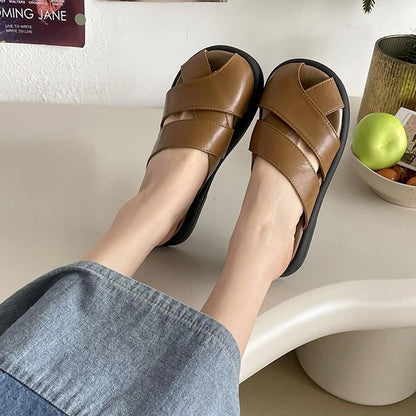 Plain Sandals Platform Cutout Faux Leather