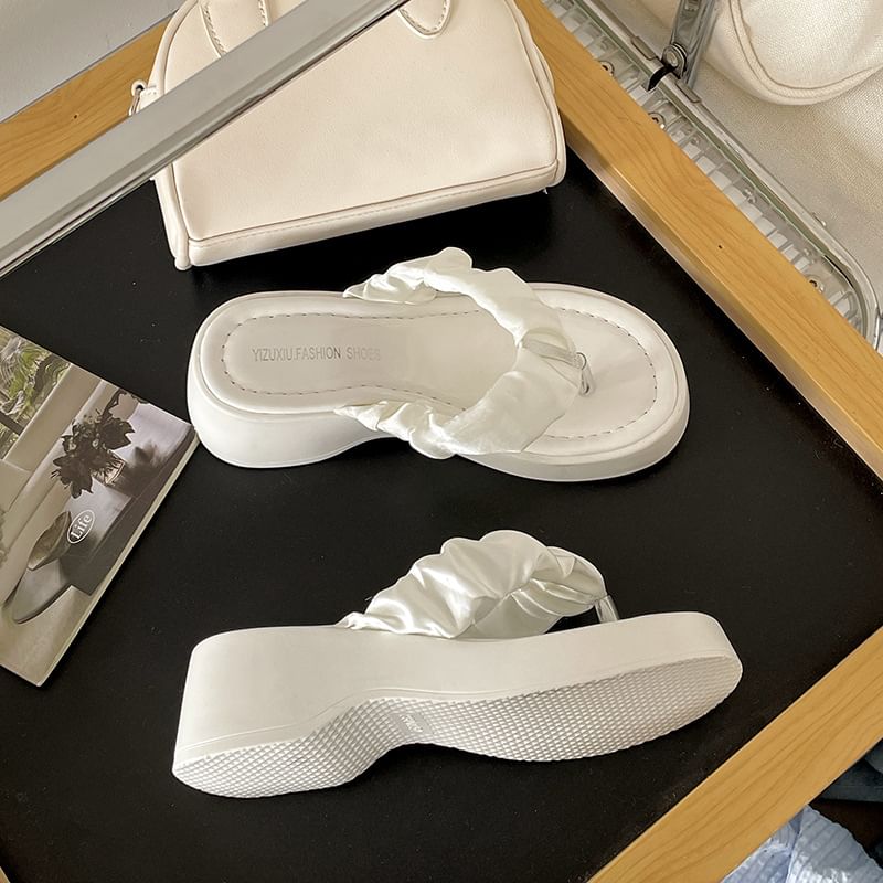 Platform Thong Ruched Sandals