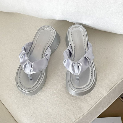 Platform Thong Ruched Sandals