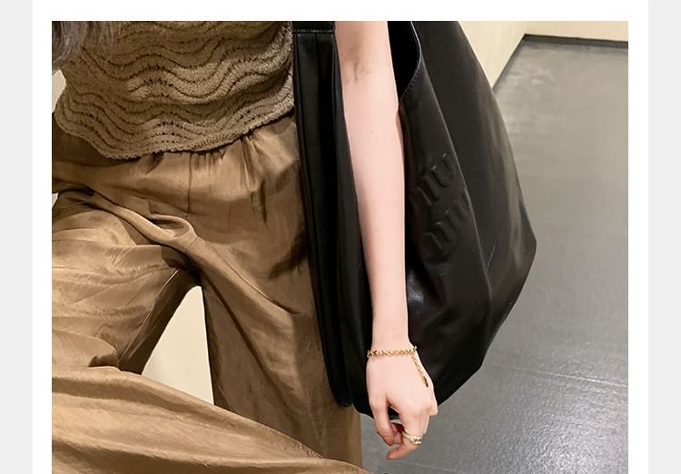 Square Faux Sandals Loop Toe Ruched Leather Slide