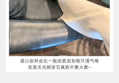 Square Faux Sandals Loop Toe Ruched Leather Slide