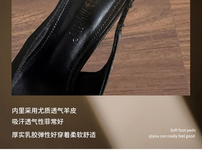 Bow High Slingback Toe Heel Sandals Pointed Satin