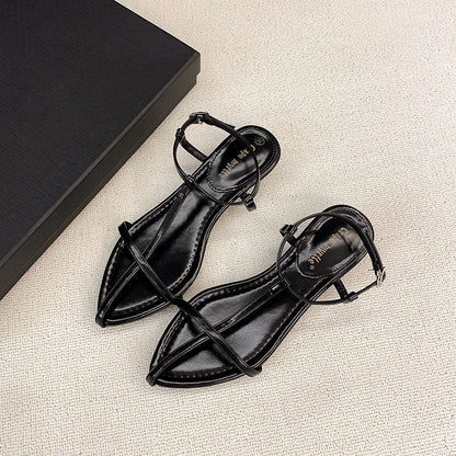 Toe Genuine Slingback Wedge Leather Pointed Heel Sandals
