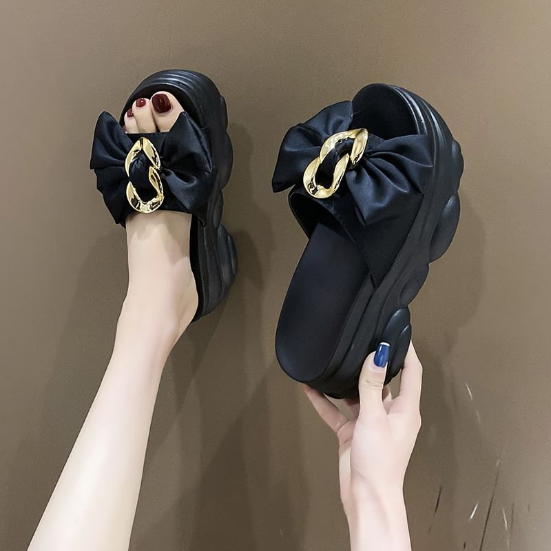 Sandals Slide Platform Bow