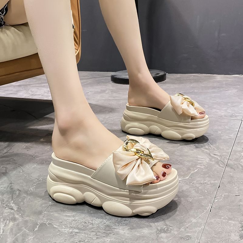 Sandals Slide Platform Bow