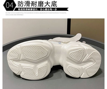 Mesh Buckled Platform Sneakers Lace-Up