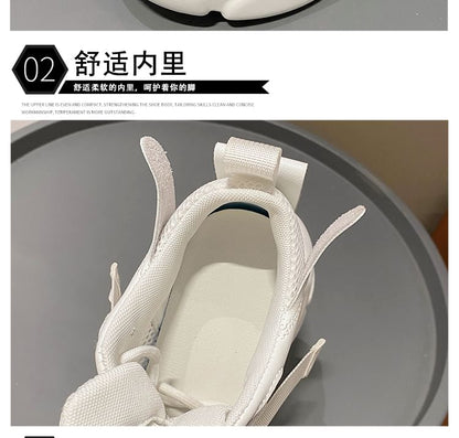 Mesh Buckled Platform Sneakers Lace-Up