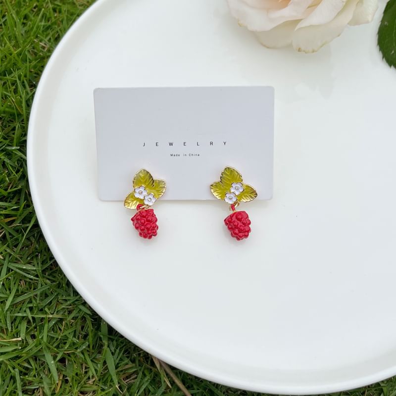 Drop Alloy Floral Berry Glaze Earring
