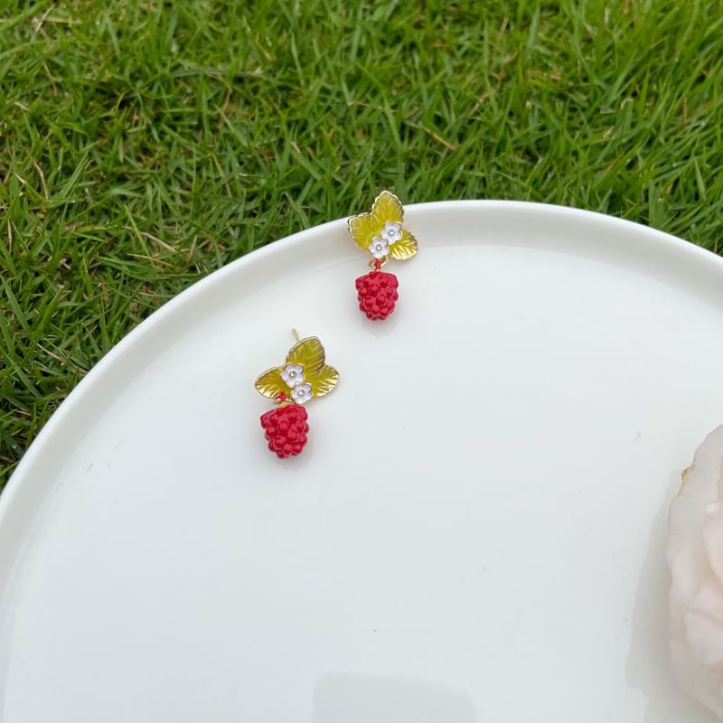 Drop Alloy Floral Berry Glaze Earring