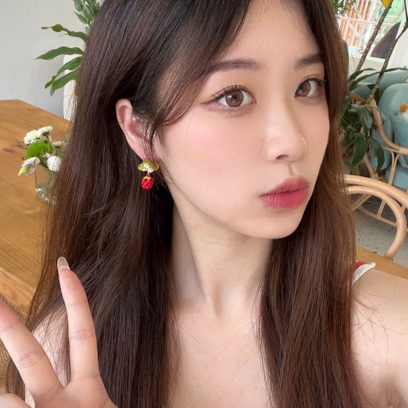 Drop Alloy Floral Berry Glaze Earring