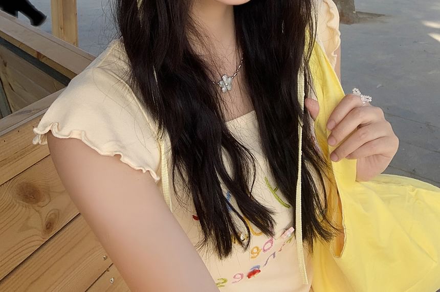 Lettering Bucket Plaid Applique Hat