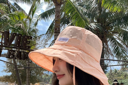 Lettering Bucket Plaid Applique Hat