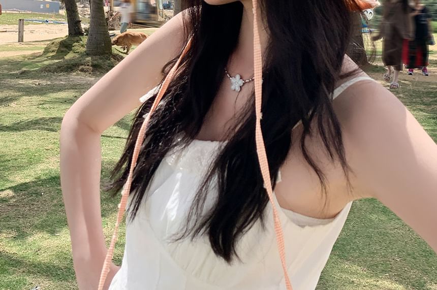 Lettering Bucket Plaid Applique Hat