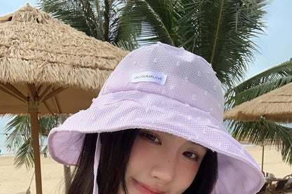 Lettering Bucket Plaid Applique Hat