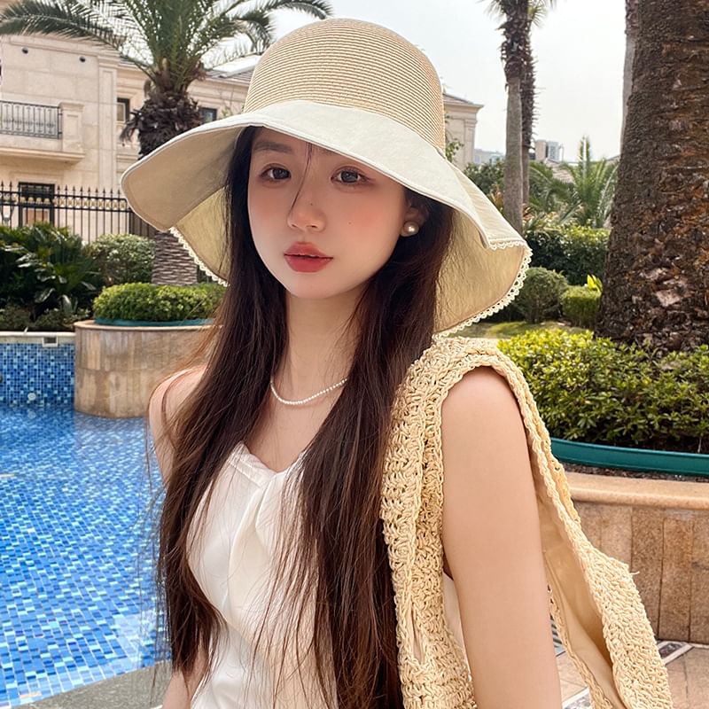 Ribbon Hat Straw Sun