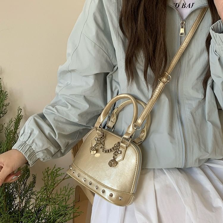 Bag Studded Faux Leather Crossbody