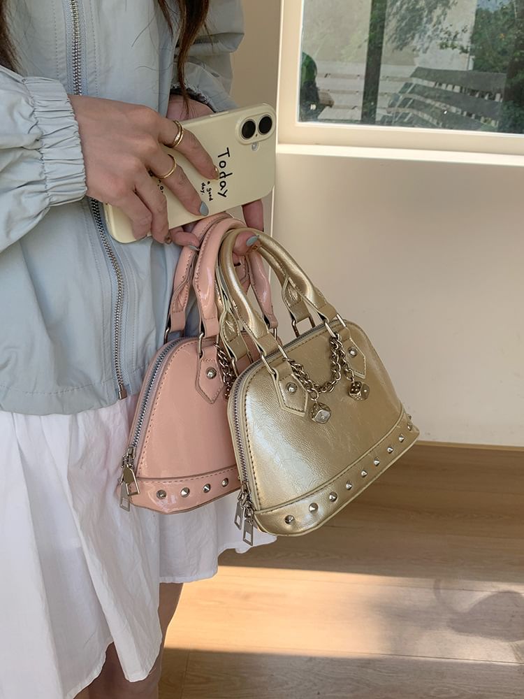 Bag Studded Faux Leather Crossbody