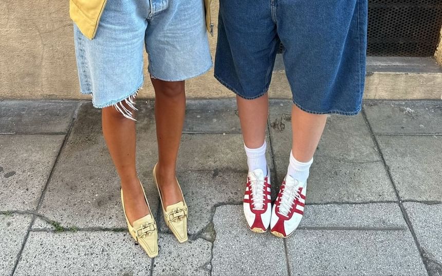 Washed Low Denim Shorts Straight-Leg Pocket Waist