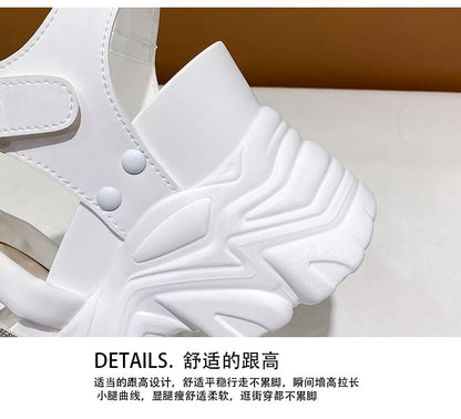 Chunky Strappy Heel Rhinestone Platform Sandals