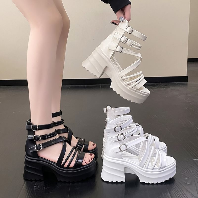Platform Sandals Strappy Chunky Heel