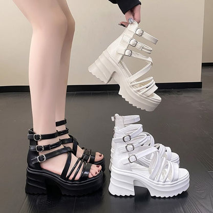 Platform Sandals Strappy Chunky Heel