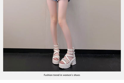 Platform Sandals Strappy Chunky Heel