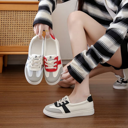 Sneakers Faux Leather Lace-Up Color Block