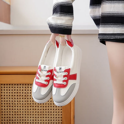 Sneakers Faux Leather Lace-Up Color Block
