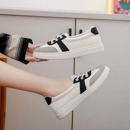 Sneakers Faux Leather Lace-Up Color Block