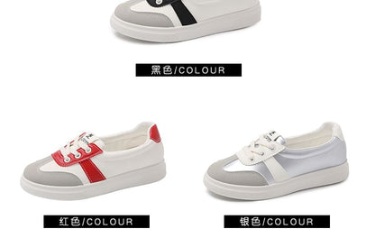 Sneakers Faux Leather Lace-Up Color Block