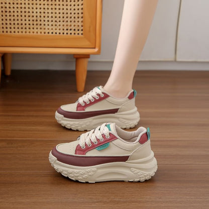 Sneakers Lace-Up Platform Leather Faux