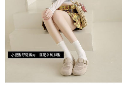 Buckled Plain Mules Perforated