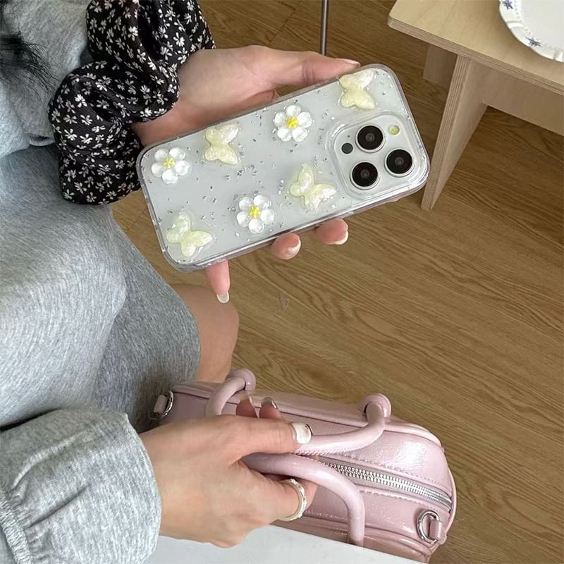 Floral Case iPhone Glitter