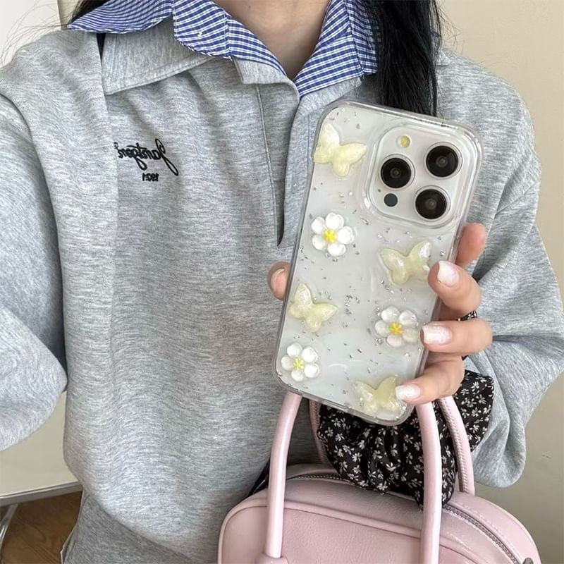 Floral Case iPhone Glitter