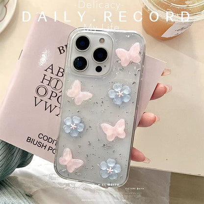 Floral Case iPhone Glitter