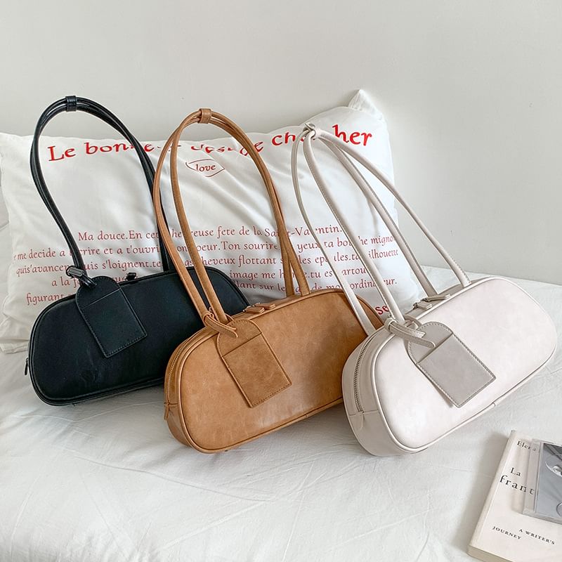 Plain Bag Shoulder Leather Faux