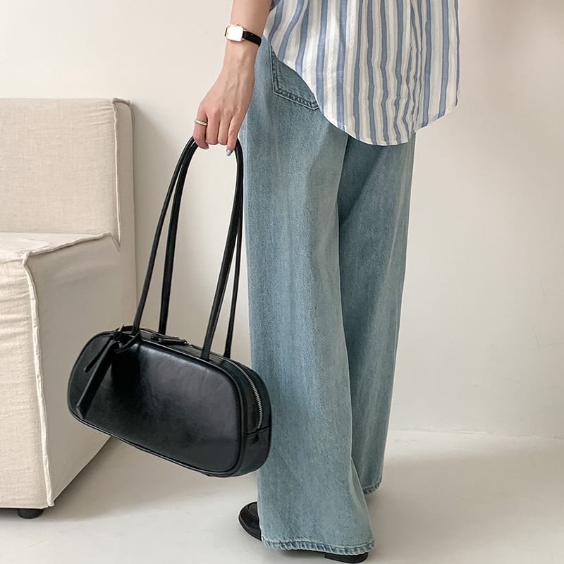 Plain Bag Shoulder Leather Faux