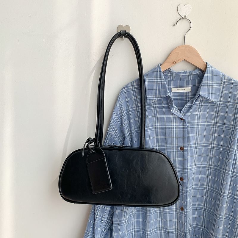 Plain Bag Shoulder Leather Faux