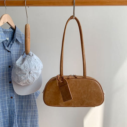 Plain Bag Shoulder Leather Faux