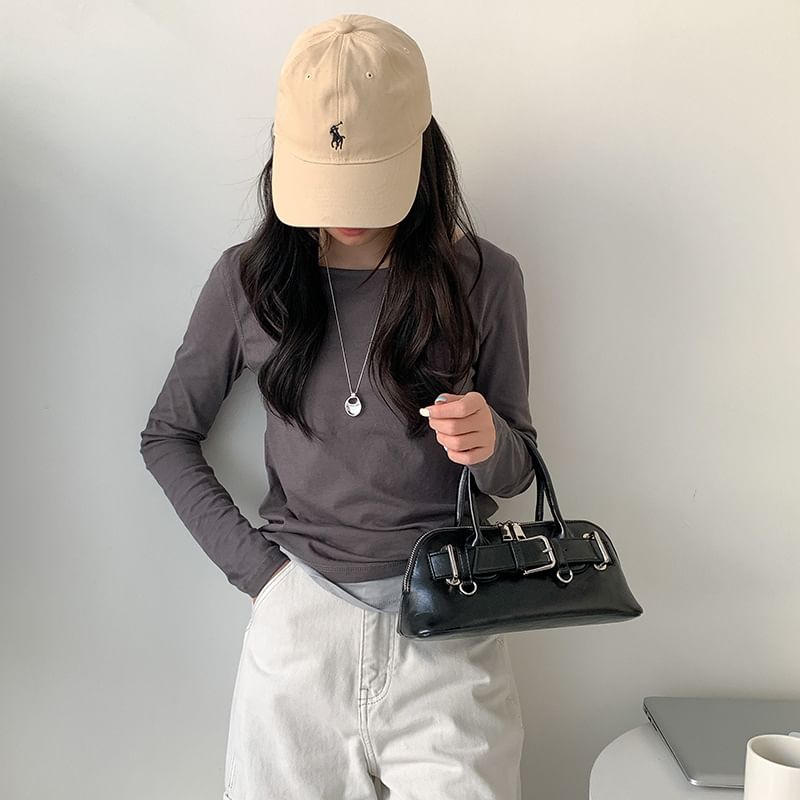 Shoulder Bag Faux Buckled Leather