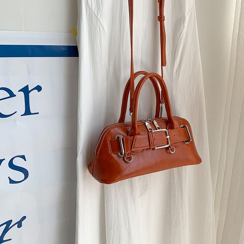 Shoulder Bag Faux Buckled Leather