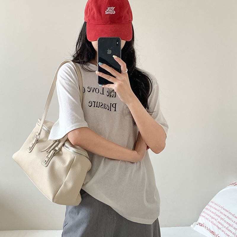 Bag Plain Shoulder Faux Leather