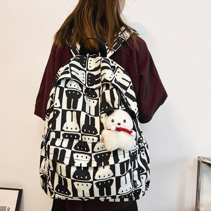 Multi-Pocket Print Rabbit Backpack