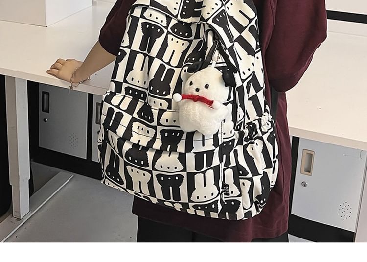 Multi-Pocket Print Rabbit Backpack