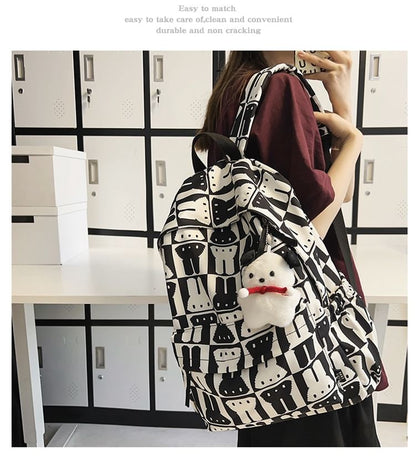 Multi-Pocket Print Rabbit Backpack